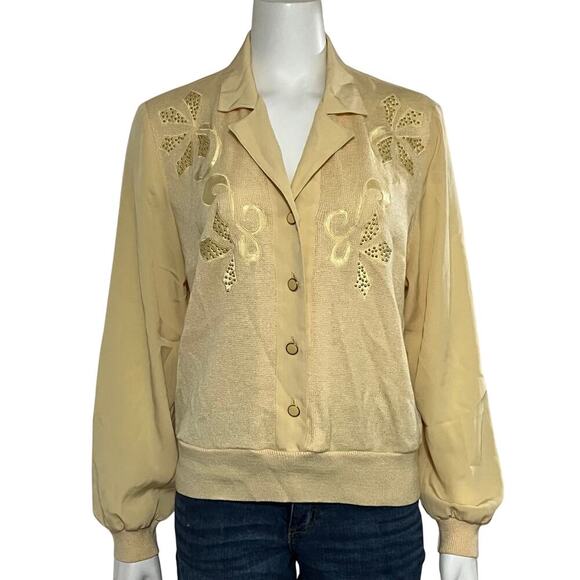 Philippe Marques Vintage Yellow Long Sleeve Blouse Size 10 - Picture 9 of 10